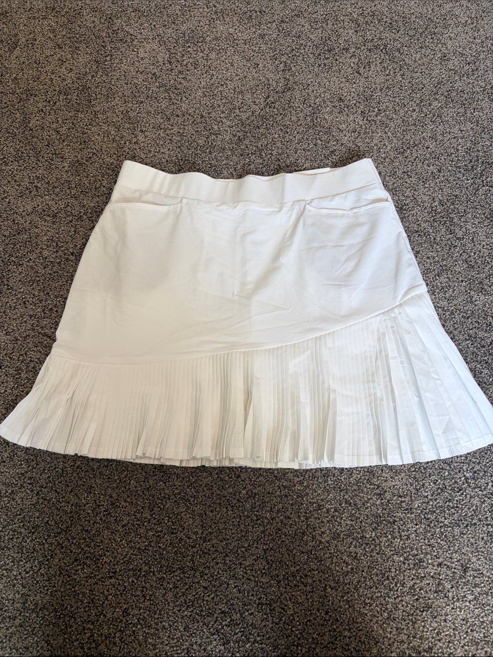 Chico's White A-Line Skirt with Pleated Hem